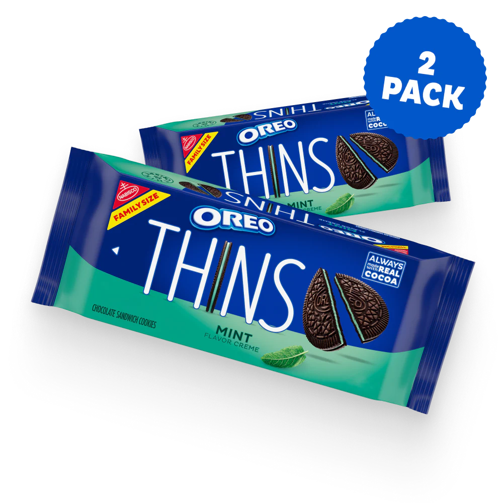 Thins Mint Creme Chocolate Sandwich Cookies, Family Size, 2 Pack